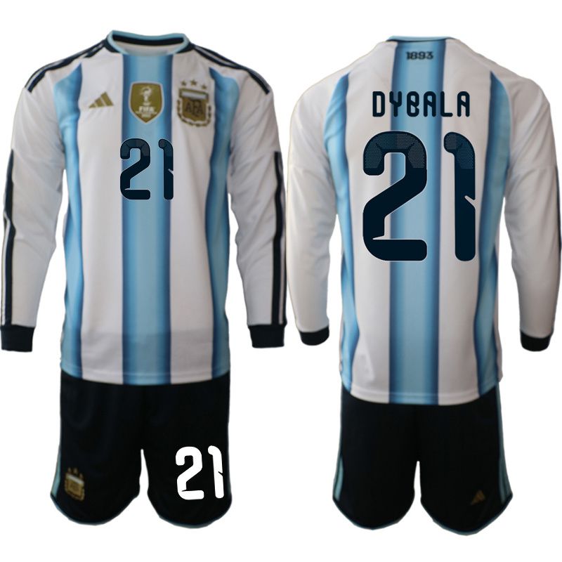 Men 2026 World Cup National Team Argentina home blue #21 long sleeve Soccer Jersey